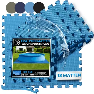 bemaxx Poolunterlage Poolmatte Unterlegmatte - 18 EVA Pool Matten Set: Bodenschutzmatte Puzzlematte Poolfliesen Poolplatte Bodenmatte Bodenfolie Schutzboden Outdoor Poolteppich Whirlpool Planschbecken