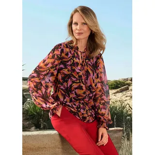 GOLDNER Schlupfbluse »Kurzgröße Chiffon-Bluse mit semitransparenten Ärmeln«, rot