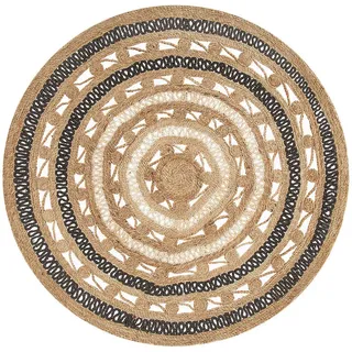 Beliani Teppich geflochten Goyne 140/140 cm , Beige , Naturmaterialen , Rund , 140x140 cm , Teppiche und Böden, Teppiche, Webteppiche