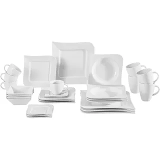 Ritzenhoff Breker Kombiservice , Weiß , Keramik , 28-teilig , 220 ml,220 ml,380 ml,450 ml , Lfgb , Geschirr, Geschirrsets, Kombiservice