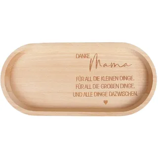 Geschenk zum Muttertag | Tablett aus Buchenholz mit der Gravur „Danke Mama“ | Servierbrett aus Buche