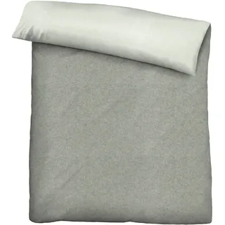 Biberna Melange Flanell-Wendebettwäsche 0840500-017, Größe 135x200 cm, sturmgrau - Grau