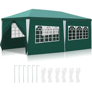 Izrielar Pavillon Partyzelt mit Seitenwänden, Reißverschlusstür & Fenstern, wetterfest, 3x6m Grün - Grün