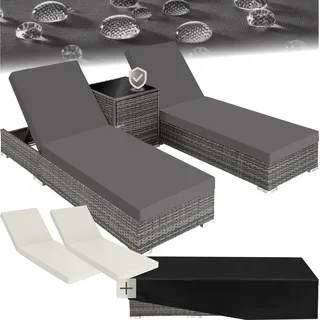 tectake® 2er Set Rattan Sonnenliegen wetterfest und UV-beständig