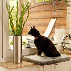 Bild Katzenliege für Fensterbank dunkelgrau