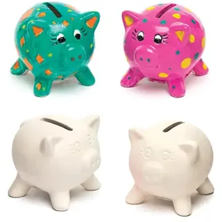 Baker Ross EK1452 Keramik-Spardosen Schweinchen(4 Stück), Ceramic