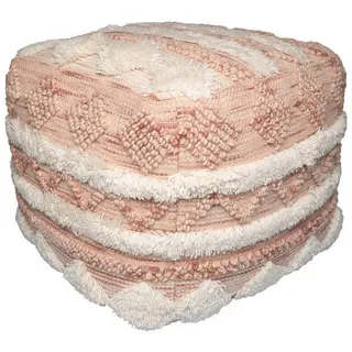 Kayoom Pouf Creme, rosa Textil, Füllung: EPS Mikroperlen, 50x45x50 cm Wohnzimmer, Hocker Poufs