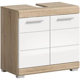 xonox.home Waschbeckenunterschrank 60 cm x 56 cm x 34 cm Sonoma-Weiß