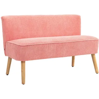 Homcom 2-Sitzer Sofa Polstersofa Doppelsofa Zweisitzer Sofa Cordartiges Polyester Rosa , Koralle , Textil , Teilmassiv , Füllung: Schaumstoff , 56.5x77x117 cm , Wohnzimmer, Sofas & Couches, Sofas, 2-Sitzer Sofas