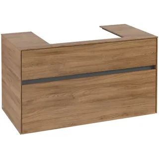 Villeroy & Boch Collaro Waschbeckenunterschrank, 2 Auszüge, Waschbecken mittig, Wandmontage, 1000x548x500mm, C01900RH, Farbe: Front/Korpus: Kansas Oak, Griff: Graphite