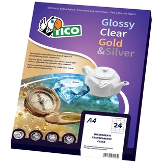 TICO GL4 – 3828 – Etiketten, 100 Blatt Karton, A4, 38 x 28 mm, Gold Satiniert