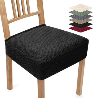 BalladHome Stuhlbezug Stretch Jacquard Stuhlhussen 4er Set Esszimmerstuhl Sitzbezüge Universale Sitzflächenbezug Stuhl Waschbarer Stuhlüberzug für Küche Hotel Bankett (Schwarz, 4er Set)-TB