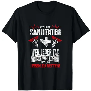 Stolzer Sanitäter Rettungsdienst Notfall lustiger Spruch T-Shirt, Herren, Schwarz, L