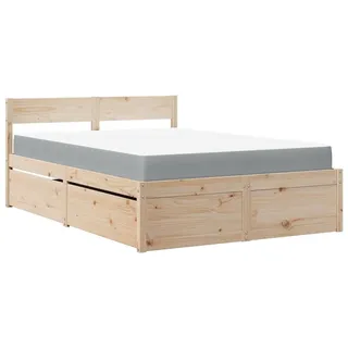 vidaXL Bett mit Schubladen und Matratze 120x200 cm Massivholz Kiefer