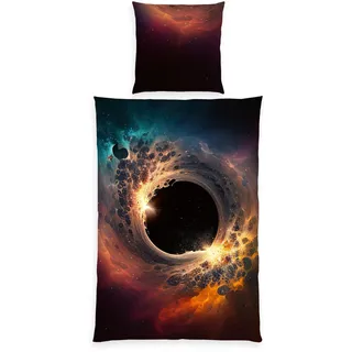Herding 4859410050 - Young Collection Bettwäsche Schwarzes Loch, Microfaser, 80x80/135x200 cm