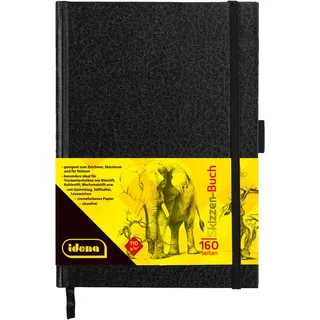 IDENA 63143 - Skizzenbuch, A5, 80 Blatt, 110 g/m2, Hardcover in schwarz