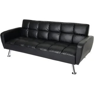 Mendler Sofa HWC-K19, Couch Schlafsofa Gästebett Bettsofa Klappsofa, Nosagfederung Schlaffunktion 203cm ~ Kunstleder schwarz
