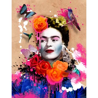 affengeilebilder "Frida Kahlo by Frank Amoruso auf Keilrahmen gespannt", 1 Stk. tlg. Kunstdruck Wandbild Bild in verschiedenen Formaten, farbe bild(er): grün,schwarz,rot,gelb,blau,weiß),