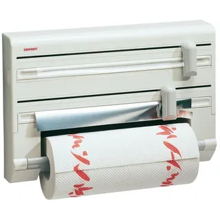 Leifheit Wandrollenhalter Parat ComfortLine-Serie für 3 Rollen, saubere Schnittkanten durch Schneidabroller, Küchenrollenhalter mit Folienschneider sorgt für griffbereite Folien-Enden
