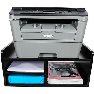 EasyPAG Druckerständer Schreibtisch Holz Druckerhalter Büro Organizer A4 Papierablage,Schwarz