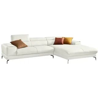 W.Schillig Ecksofa »Piedroo, Designsofa mit tollem Sitzkomfort, elegant und bequem, L-Form« Kopfteilverstellung, wahlweise mit Sitztiefenverstellung, Breite 303cm, weiß