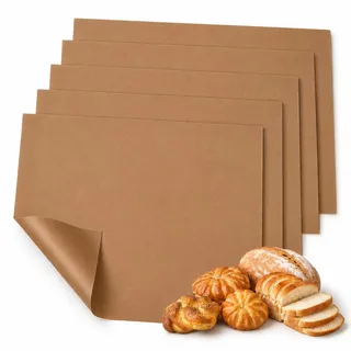 5 Stück Dauerbackfolie 40 × 60 cm, Wiederverwendbares Backpapier für Backblech, Zuschneidbare Antihaft Backfolie bis 220 °C, für Kastenform und Heißpresse