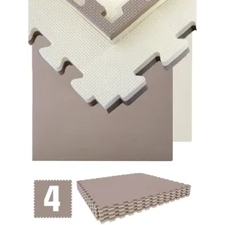 Eyepower 2,5cm dicke Fitnessmatte 4er Set 90x90cm Bodenschutzmatte Gym Matte Puzzlematte - Braun,
