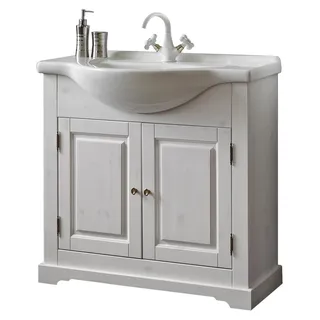 Landhaus Waschtisch Luxus Qualität Waschbecken Becken mit Unterschrank 85x35x81 - Weiß