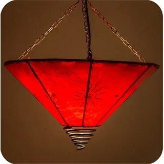 Orientalische Lampe Deckenleuchte Hängelampe marokkanische Deckenlampe Lederlampe Fuego Sonne 40 cm, rot - Rot