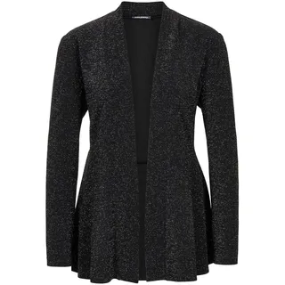 Jackenblazer GOLDNER "Glänzender Festblazer mit Schalkragen", Damen, Gr. 44, schwarz (schwarz, silberfarben), Obermaterial: 95% Polyester PES. 5% Elasthan EL., Modisch, Blazer Jackenblazer, stretchbequemer Jersey