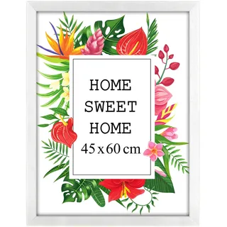MG Design Weiß Bilderrahmen 45 x 60 cm – Aus echtem Holz mit Acrylglas, zum Aufhängen & Aufstellen, für Fotos, Poster & Puzzle