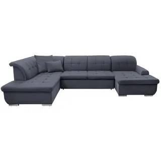 Cantus Wohnlandschaft , Grau , Textil , Uni , U-Form, Ottomane links , 342x208 cm , Made in Eu , seitenverkehrt erhältlich, Hocker erhältlich, Rücken echt , Wohnzimmer, Sofas & Couches, Wohnlandschaften, Ecksofas mit Schlaffunktion