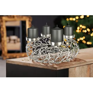 GILDE Adventskranz »Twigs« Aluminium, silber, verschiedene Größen, silberfarben