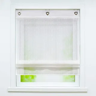 Joyswahl Voile Ösenrollo Unifarbenes Raffrollo mit schönen Längsstreifen »Ursel« Schals Fenster Gardine mit Hakenaufhängung, ohne Bohren BxH 140x140cm A020 1 Stück