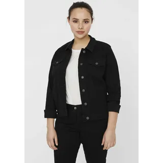 Jeansjacke VERO MODA CURVE "VMRUNA LS SLIM DNM JCK MIX GA CUR NOOS", Damen, Gr. 50, schwarz, Denim/Jeans, Obermaterial: 72% Baumwolle, 26% Polyester, 2% Elasthan, unifarben, kurz, Jacken Jeansjacke