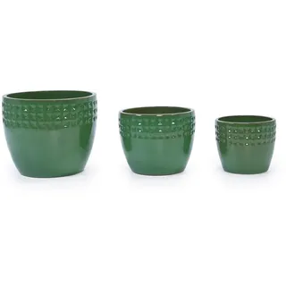 Oxeza Blumentopf Ø 38,1/30,5/22,9 cm Antik-Hellgrün (3 Stück) , Pastellgrün , Keramik , Mode , Zylindrisch , 32 cm , Dekoration, Blumen & Blumentöpfe, Übertöpfe