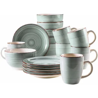 my home Kaffeeservice »Geschirr-Set, Service Bel Tempo« mit Spiraldekor, 18 Teile, für 6 Personen, blau