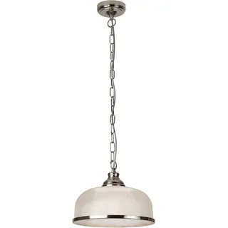 Bistro II 1-flammige Pendelleuchte rustikal nickel-matt mit Glasschirm Ø27 cm - Silber