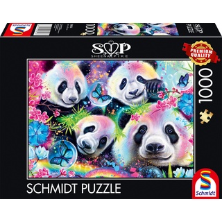 Schmidt Spiele Neon Blumen-Pandas, 1000 Teile