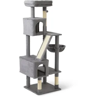 Amazon Basics Kletterturm für Katzen und Kätzchen, mehrstufig, mit Kratzbäumen, FSC-Zertifiziert, 153cm (H), Grau
