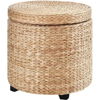 Homcom Sitzhocker mit Stauraum Rattan 43 x 43 x 43 cm Khaki