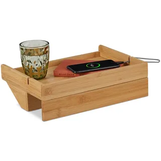Relaxdays Nachttisch Bettablage 10 x 33 x 24 cm Natur
