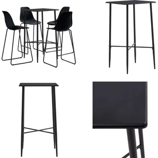 vidaXL 5 tlg. Bar Set Kunststoff Schwarz - Bar-Set - Bar-Sets - Bartisch Mit Barhocker - Bartische Mit Barhocker - Schwarz