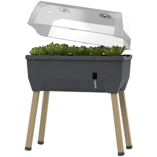 Gusta Garden Hochbeet , Anthrazit , Holz, Kunststoff , Lärche , 40 l , 38x95x79 cm , Gartenzubehör, Hochbeete