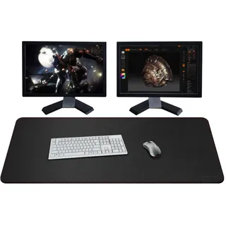 ZORESYN PU Leder Schreibtischunterlage XXL 110x50cm - rutschfeste Büro-Matte mit Rollband Premium Tischschoner für Gaming & Homeoffice - Schwarz - Wasserdicht & Anti-Kratz