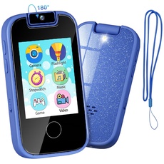 Bild Kinderkamera Spielzeug Handy für Mädchen Jungen - Touchscreen MP3-Player mit Flip Kamera, Habit Tracker, Spiele, Alphabet, pädagogische Lernen Geburtstagsgeschenke für 3-12 (Blau)