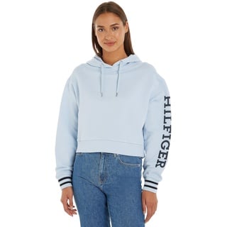 Tommy Hilfiger Damen Hoodie mit Kapuze, Blau (Breezy Blue), L