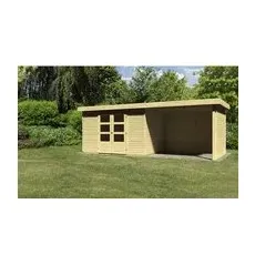 KARIBU Gartenhaus »Askola«, Holz, BxHxT: 557 x 211 x 217 cm (Außenmaße inkl. Dachüberstand) - beige