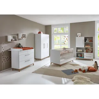 arthur berndt Babyzimmer Mega-Set Lina 6-tlg. , Weiß, Walnussfarben , Holz , 1x1x1 cm , Blauer Engel, Hergestellt in Deutschland , Babymöbel & Kindermöbel, Babyzimmer