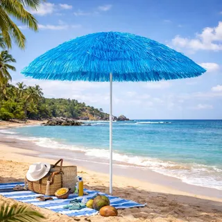 Hawaii Sonnenschirm Gartenschirm Strandschirm rund Ø1,6m Blau - Blau